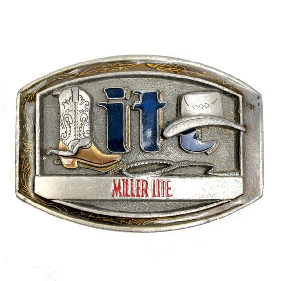 Vintage Other - Vintage Miller Light Metal Belt Buckle